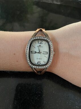 Rose Gold Crystal-Accent Women's Quartz Watch